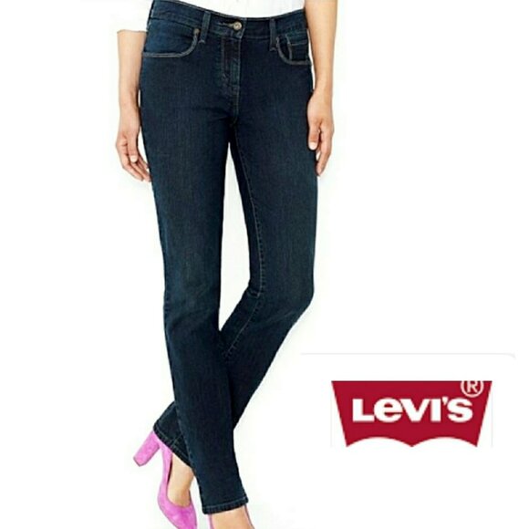 EUC Women's LEVI'S 505 Straight Leg‎ Dark Wash Jeans | Size 12S - Picture 1 of 8